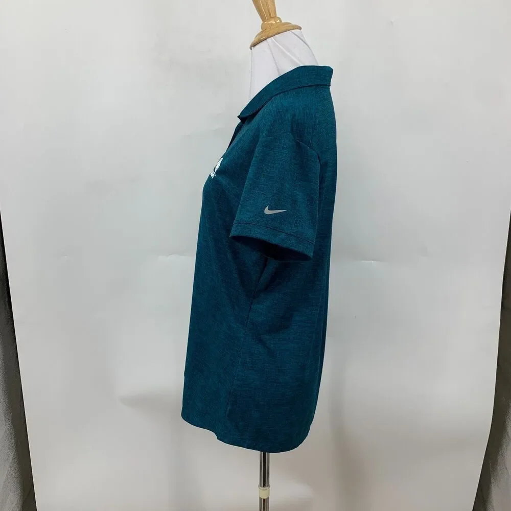 Nike Golf Shirt Womens L Large Teal Dri Fit Crosshatch Polo 3PCC Collared USAA